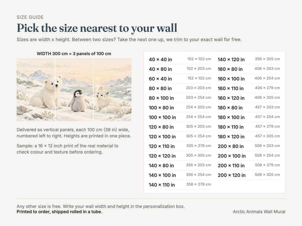 Watercolor Arctic Animals Wall Mural, image 1