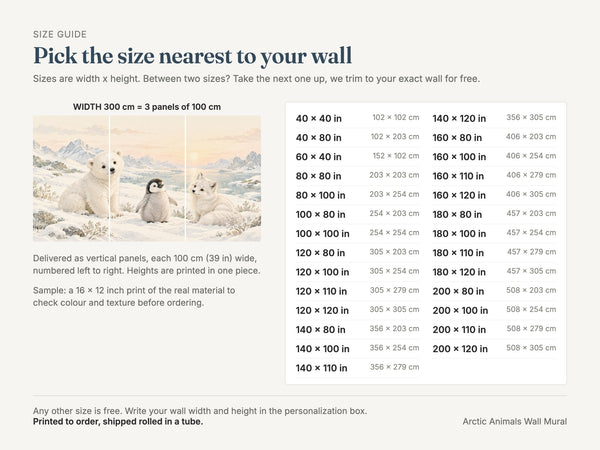 Watercolor Arctic Animals Wall Mural, image 2