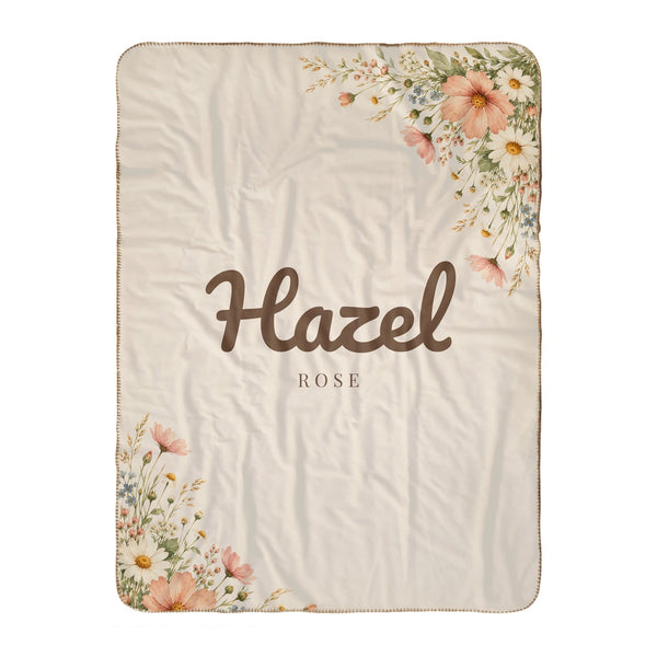 Wildflower sherpa baby blanket in cream
