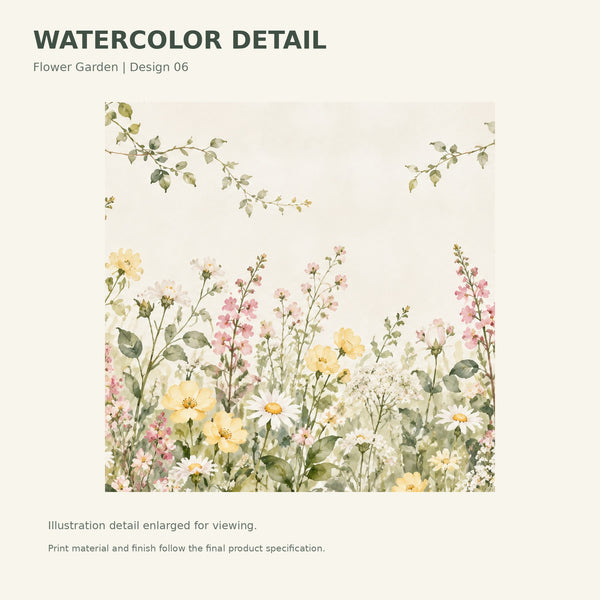 Watercolor Climbing Rose Garden Wall Mural, image 3