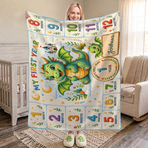 Personalized Baby Milestone Blanket – Dragon First Year