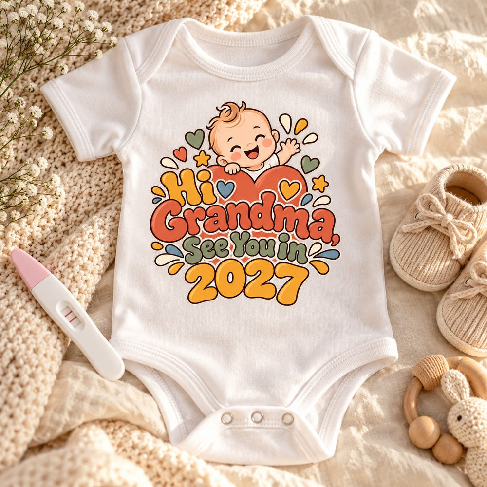 Coming Soon 2027 baby bodysuit pregnancy announcement