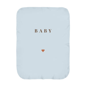 Personalize the Baby Surname swaddle blanket in sky with your baby's name