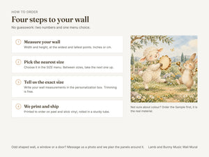 Watercolor Lamb and Bunny Music Wall Mural, image 6