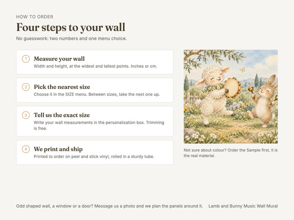 Watercolor Lamb and Bunny Music Wall Mural, image 6