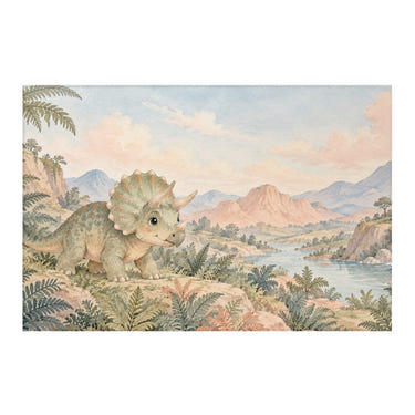 Baby Triceratops Dinosaur kids rug, full view of the printed design