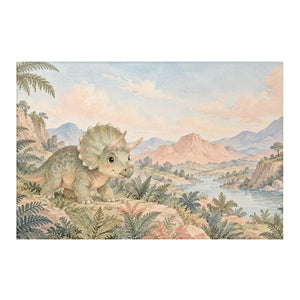 Baby Triceratops Dinosaur kids rug, full view of the printed design