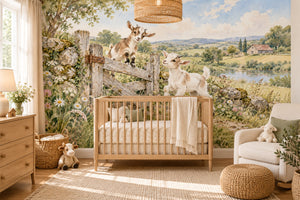 Watercolor Baby Goats Farm Wall Mural, image 1