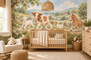 Watercolor Farm Parade Wall Mural, image 1