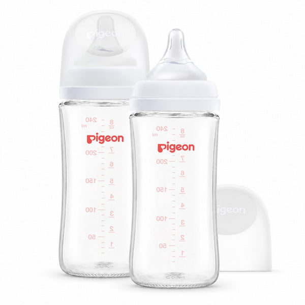 Glass Wide Neck Baby Bottle, 2Packs, 8.1 Oz(240 ml) for 3+ months