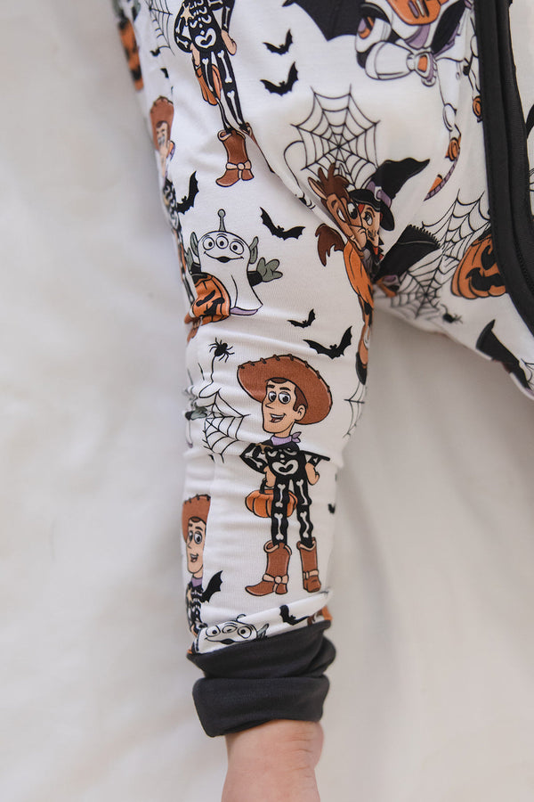 Howdy Boo Zippy zip pajamas for babies, featuring a cozy design and playful patterns, angle view 9.