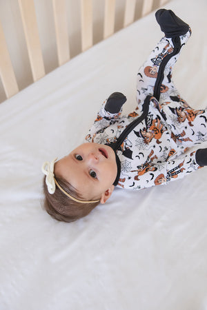 Howdy Boo Zippy zip pajamas for babies, showcasing a cozy design from angle 14. Perfect for comfort and style.