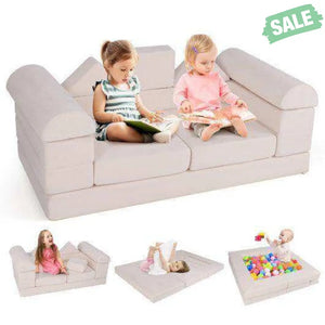 9-Piece Climb and Crawl Foam and Floor Playset with Breathable Suede Fabric-Pink Pink Kids Chairs & Seating