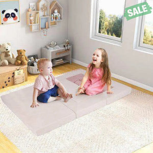 9-Piece Climb and Crawl Foam and Floor Playset with Breathable Suede Fabric-Pink Pink Kids Chairs & Seating