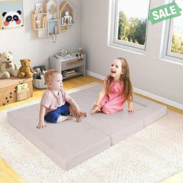 9-Piece Climb and Crawl Foam and Floor Playset with Breathable Suede Fabric-Pink Pink Kids Chairs & Seating