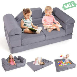 9-Piece Climb and Crawl Foam and Floor Playset with Breathable Suede Fabric-Pink Pink Kids Chairs & Seating