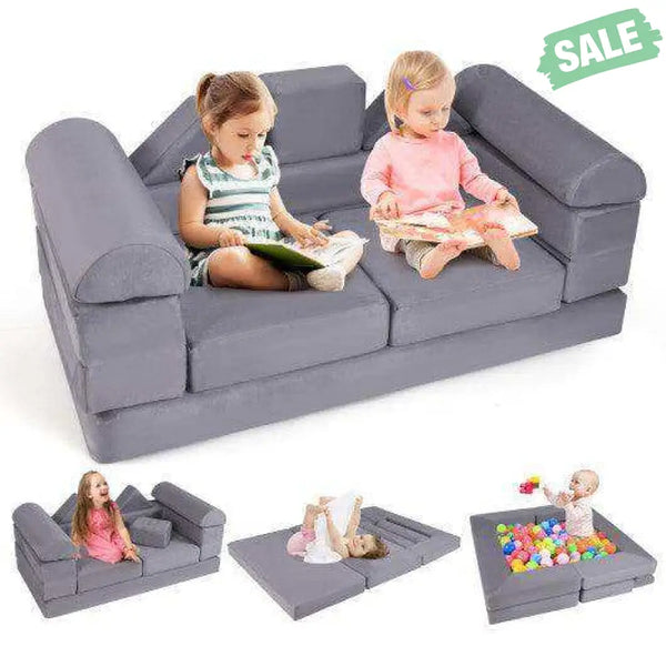 9-Piece Climb and Crawl Foam and Floor Playset with Breathable Suede Fabric-Pink Pink Kids Chairs & Seating