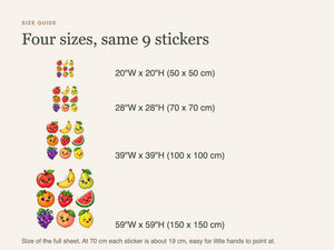 Cute Fruits Wall Decals, Set of 9, First Words Stickers, image 5