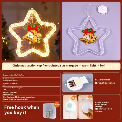 LED Christmas star pendant decor for windows and doors, perfect for baby bedding and sleep ambiance.