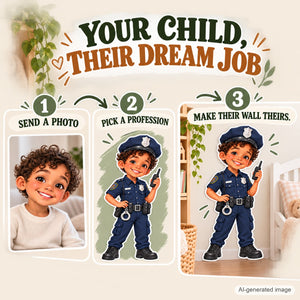 Personalized Police Officer Wall Decal from Photo, Dream Job Sticker, image 15