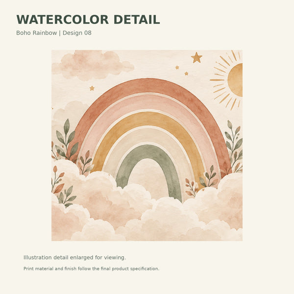 Watercolor Rainbows on Clouds Wall Mural, image 3