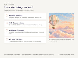 Watercolor Sunrise Hot Air Balloon Wall Mural, image 6
