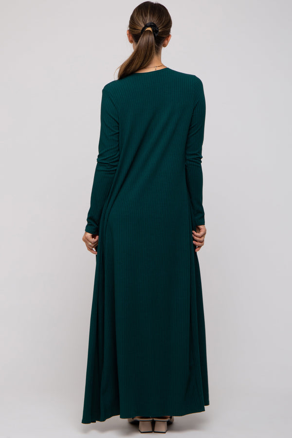 PinkBlush Forest Green Ribbed Sleeveless Dress Cardigan Maternity Set