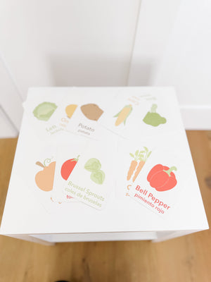 Colorful vegetable flashcards for babies, promoting early learning and engagement, displayed at angle 23.