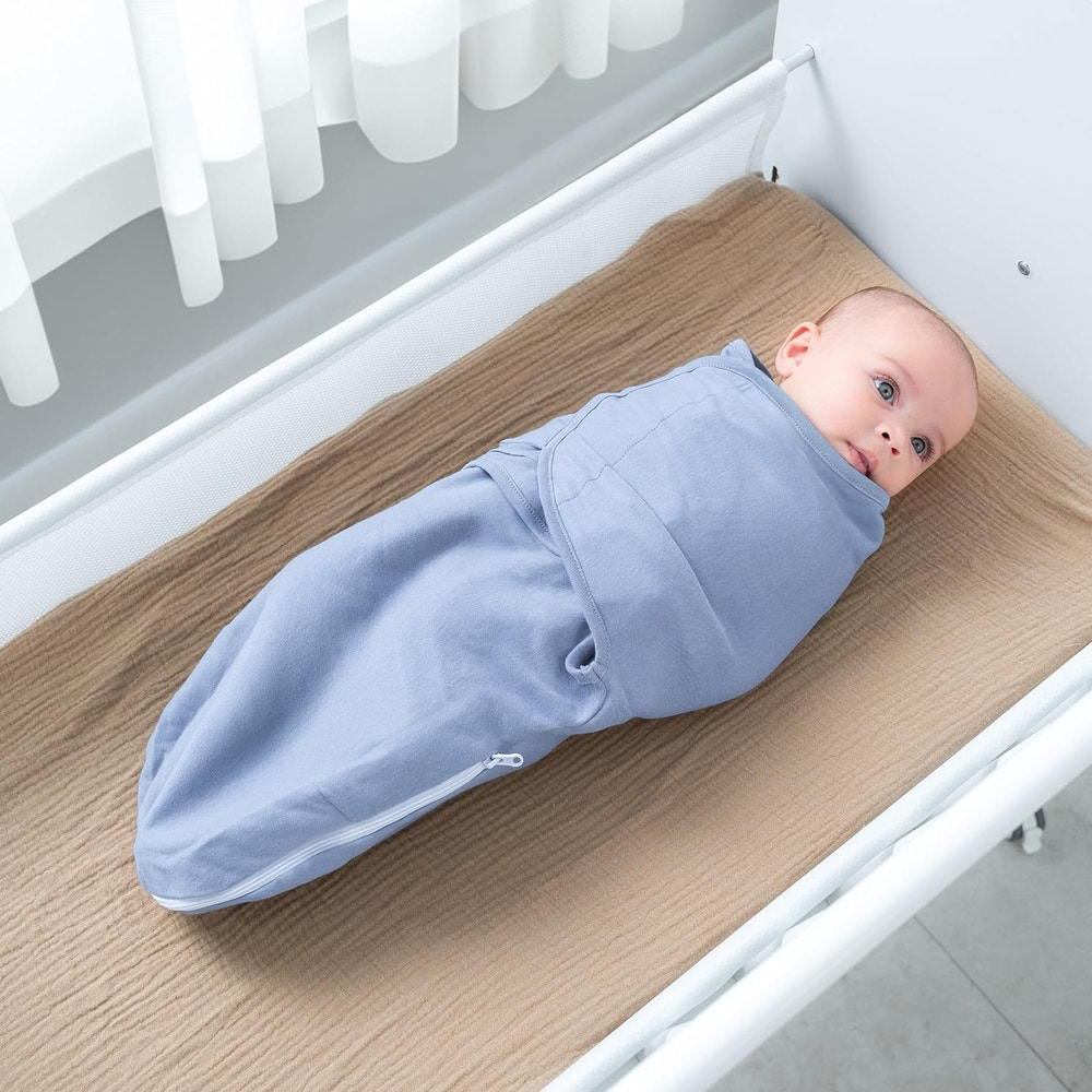 Easy Swaddle Blankets with Zipper in Stone, Pacific Blue, Nomadic Blue