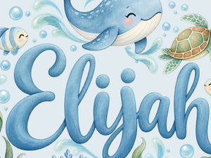 Personalised Ocean Whale Name Wall Decal, image 4