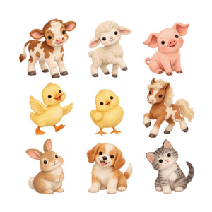 Baby Farm Animal Wall Decals, Set of 9, image 2