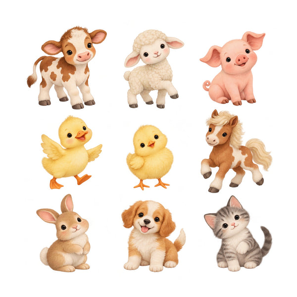 Baby Farm Animal Wall Decals, Set of 9, image 2
