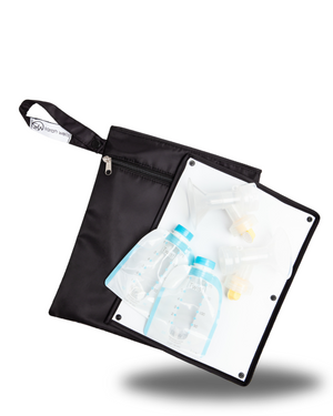 Sarah Wells Pumparoo Wet/Dry Bag – Compact Pump Parts Organizer with Waterproof Compartment & Staging Mat – Machine Washable