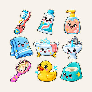 Cute Bathroom Wall Decals, Set of 9, First Words Stickers, image 3