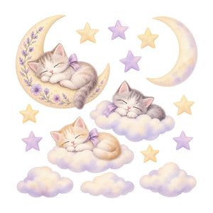 Sleeping Kitten Moon and Clouds Wall Decals, Set of 16, image 2