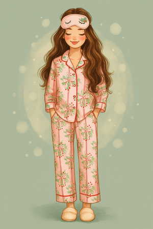 Ribbon & Holly (Women's Long Sleeve PJ)
