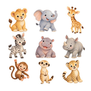 Baby Safari Animal Wall Decals, Set of 9, image 2