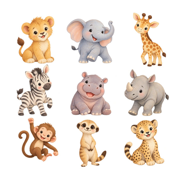 Baby Safari Animal Wall Decals, Set of 9, image 2