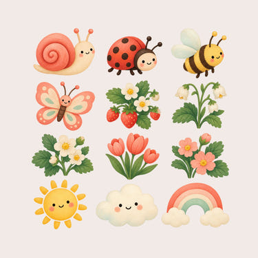 Strawberry Garden Wall Decals, Set of 12, image 1