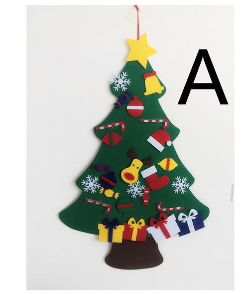 DIY Felt 3D Christmas Tree Decor at Angle 11, perfect for festive baby room decorations.