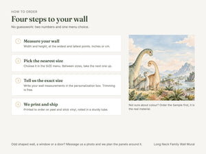 Watercolor Long Neck Family Dinosaur Wall Mural, image 6