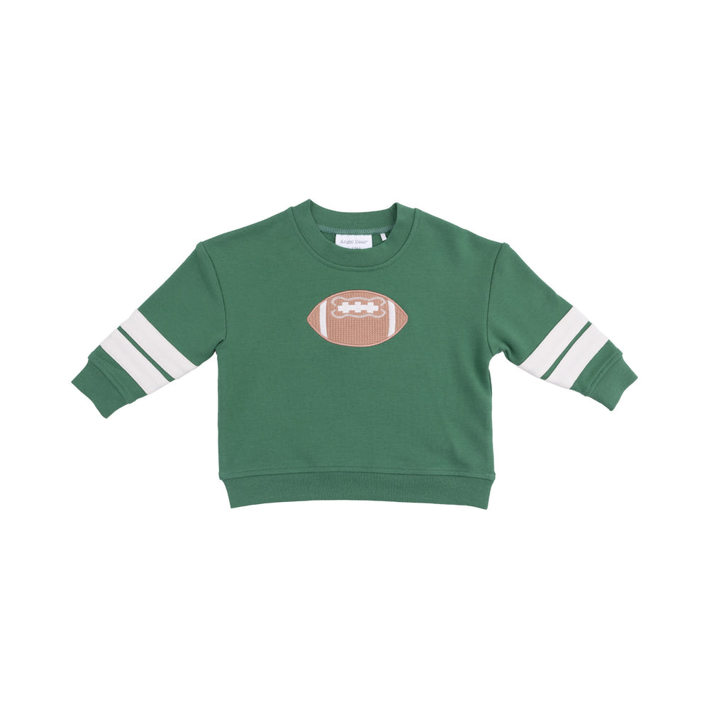 Cozy green drop sleeve sweatshirt with varsity stripes for babies, perfect for stylish comfort.
