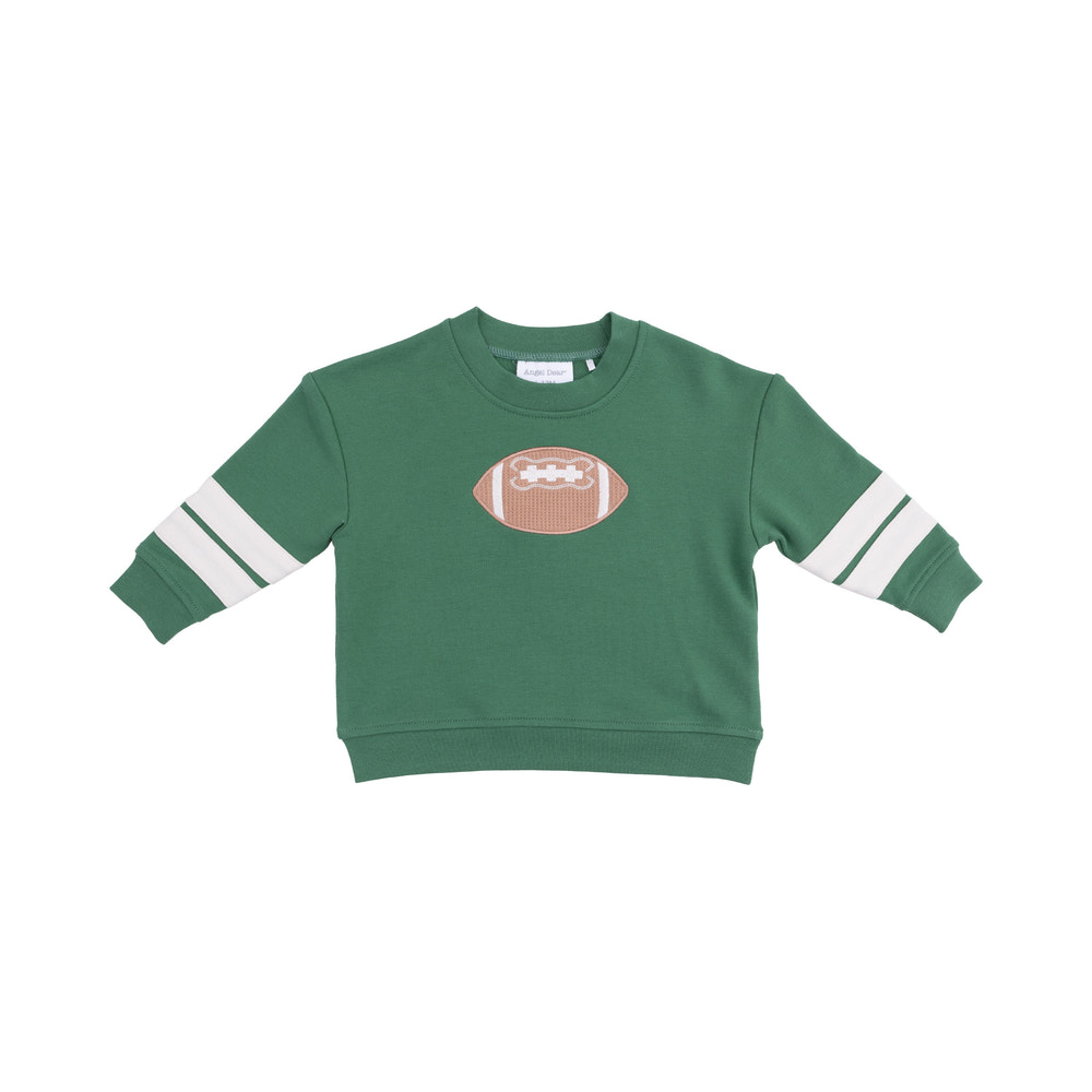Varsity - Green - Cozy Drop Sleeve Sweatshirt with Varsity Stripes