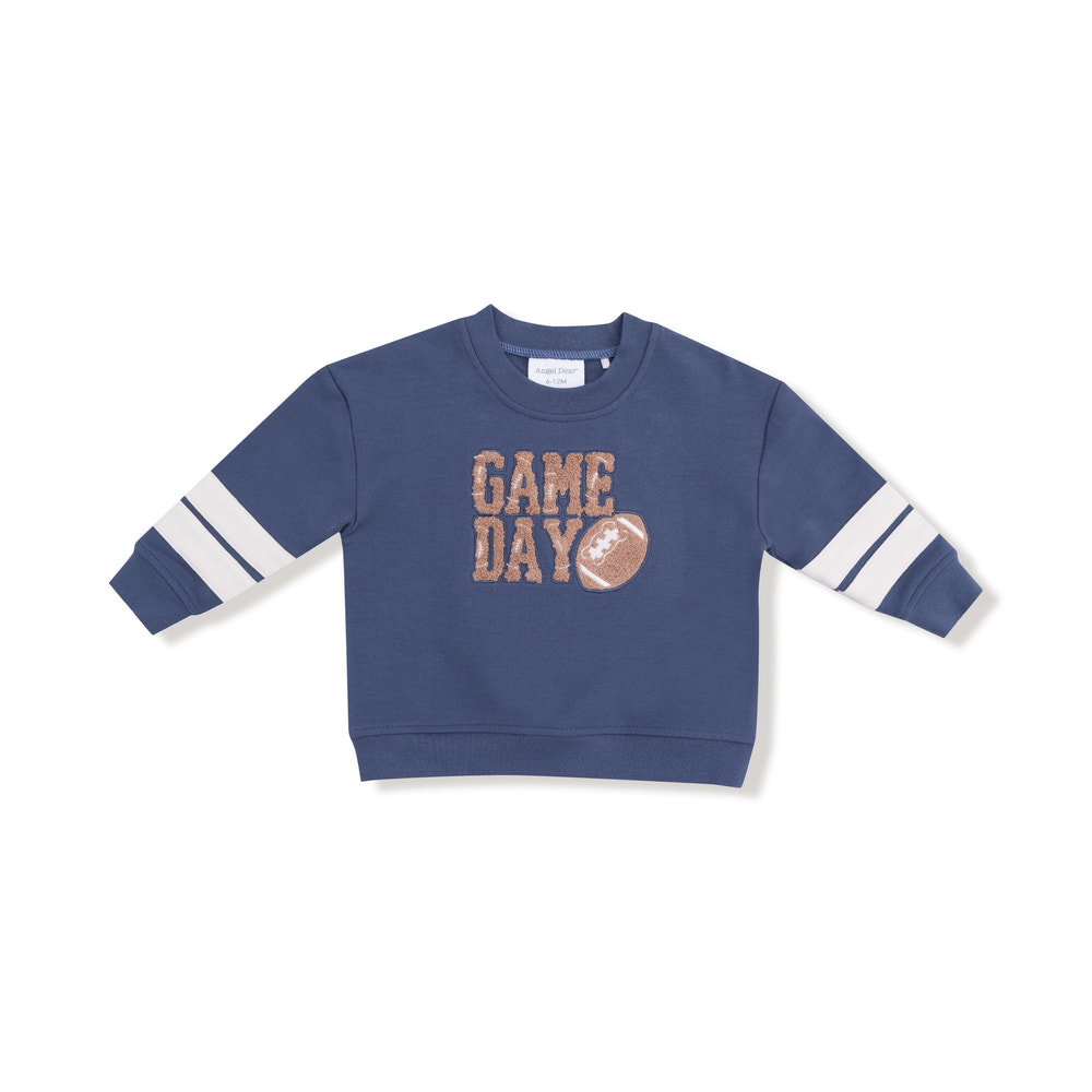 Varsity - Vintage Indigo - Cozy Drop Sleeve Sweatshirt with Varsity Stripes