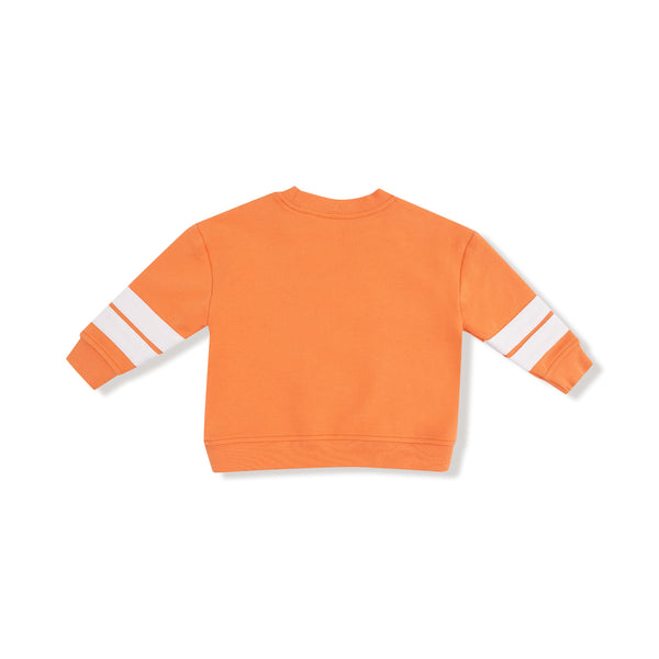 Varsity - Orange - Cozy Drop Sleeve Sweatshirt with Varsity Stripes