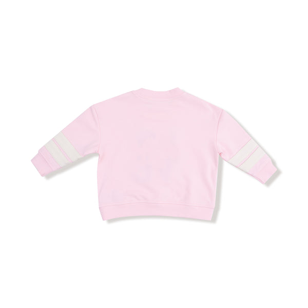 Varsity - Pink - Cozy Drop Sleeve Sweatshirt with Varsity Stripes