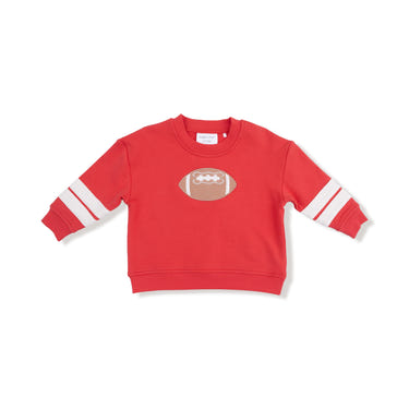 Cozy red drop sleeve sweatshirt with varsity stripes for babies, perfect for stylish comfort.