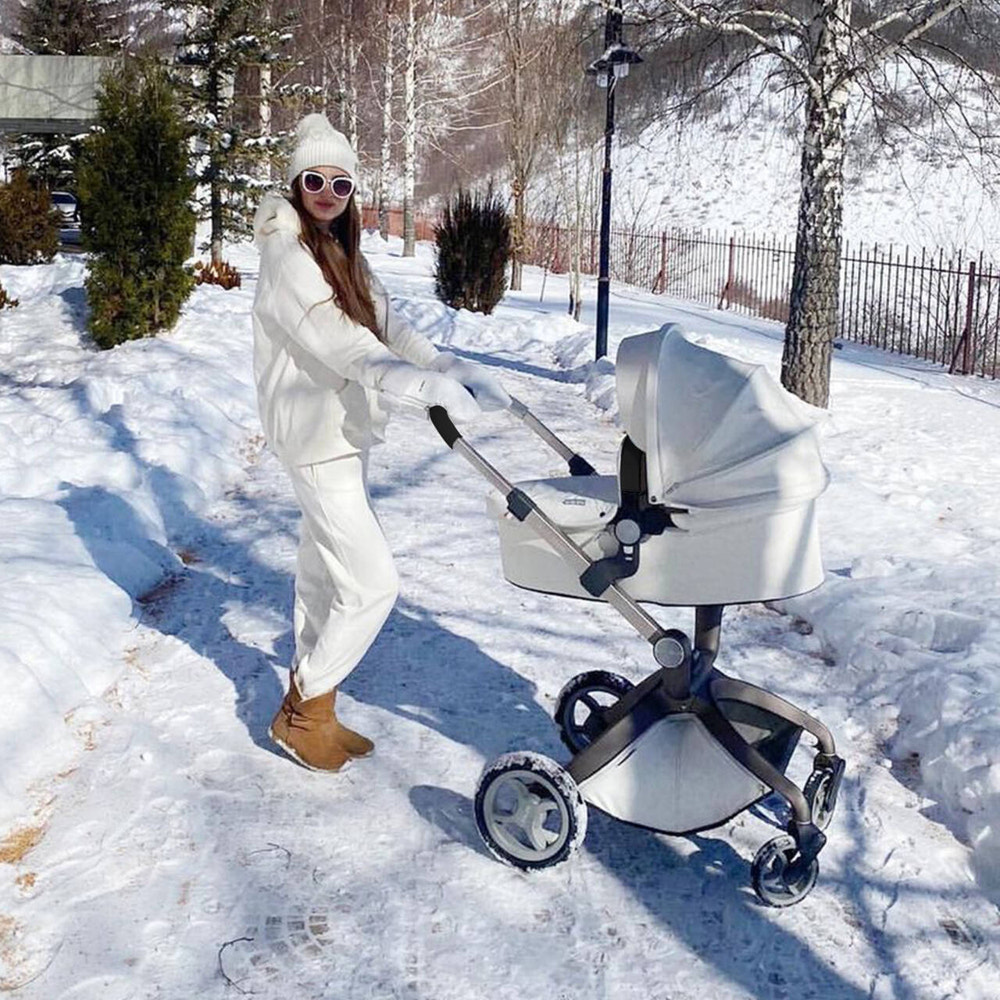 Baby Stroller: Height-Adjustable Seat and Reclining Baby Carriage with Four-Wheel Shock Absorption, Bidirectional, Elevated View, Stylish Stroller