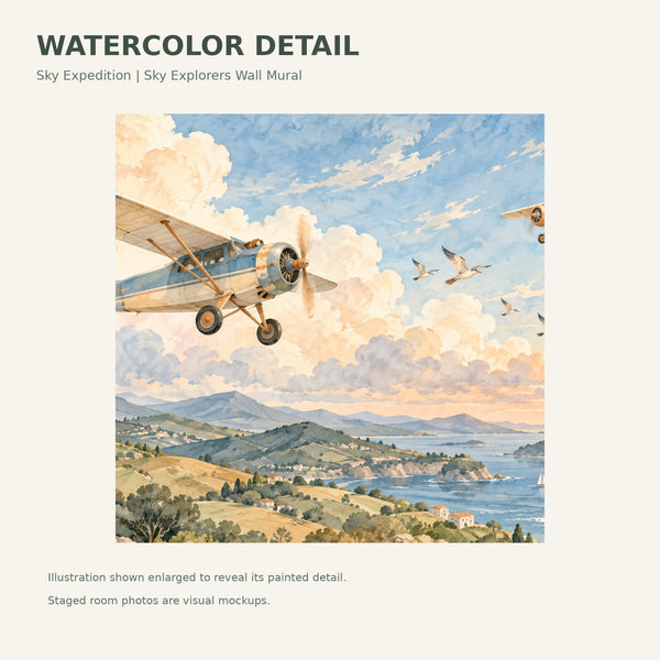 Watercolor Sky Expedition Wall Mural, image 4