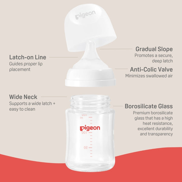 Glass Wide Neck Baby Bottle, 2Packs, 8.1 Oz(240 ml) for 3+ months